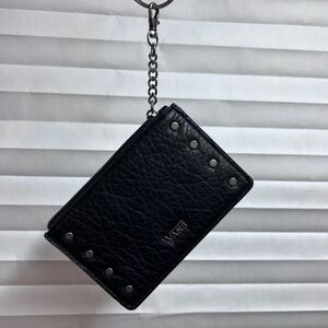 Vans Black Leather coin & card holder wallet with chain